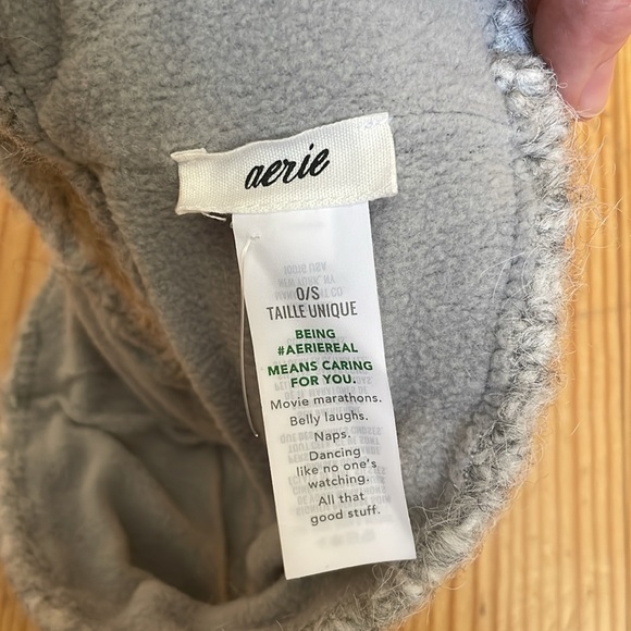NWT Aerie gray cableknit headband fleece knit cozy ear warmer head band wrap - Picture 3 of 4